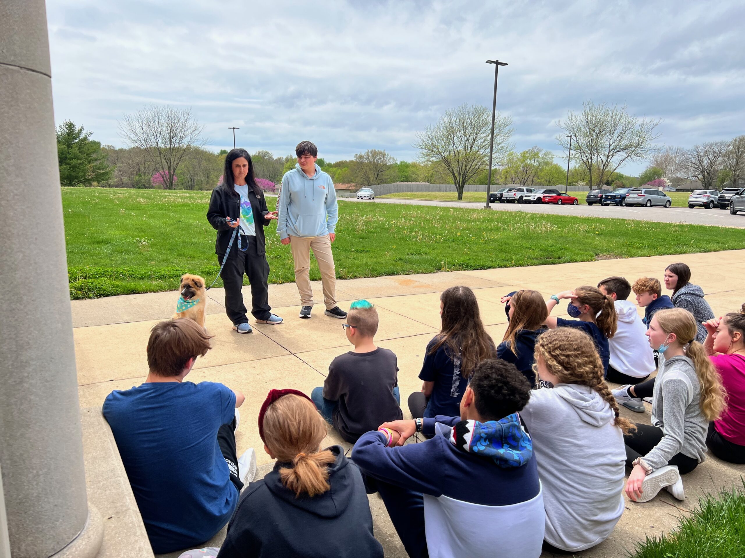 Bentley Siems helping educate middle school students about animal welfare
